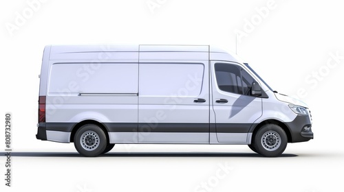 Isolated side view of a modern cargo short-base minibus.