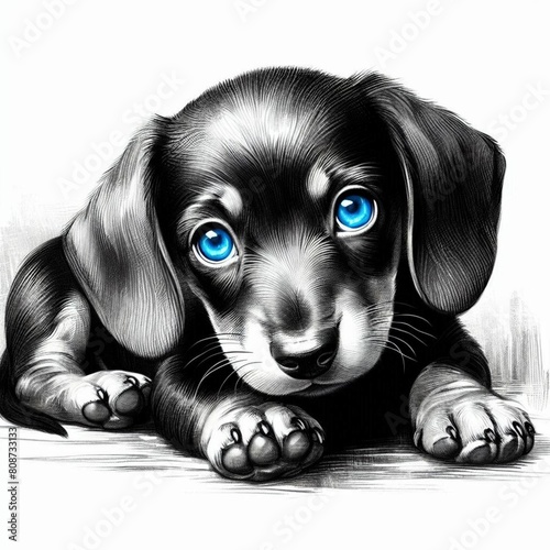 파란눈의 귀여운 다양한 종의 강아지들