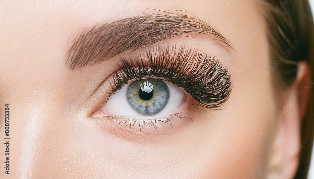 Fototapeta premium Female eye with long eyelashes close-up