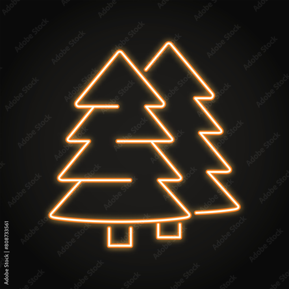 Fir tree neon line icon. Coniferous forest symbol, pine trees, spruce. Vector illustration. Fir tree neon line icon. Coniferous forest symbol, pine trees, spruce. Vector illustration.