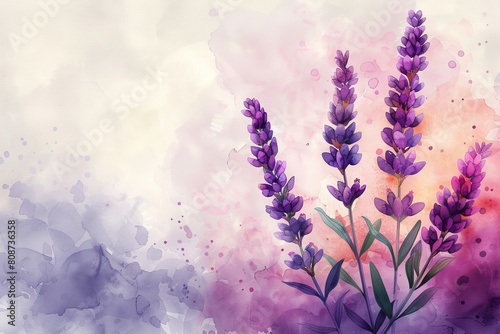 With each brushstroke  the Lavender flower comes alive in watercolor  its delicate form and aromatic fragrance infusing the air with a sense of peace and relaxation.