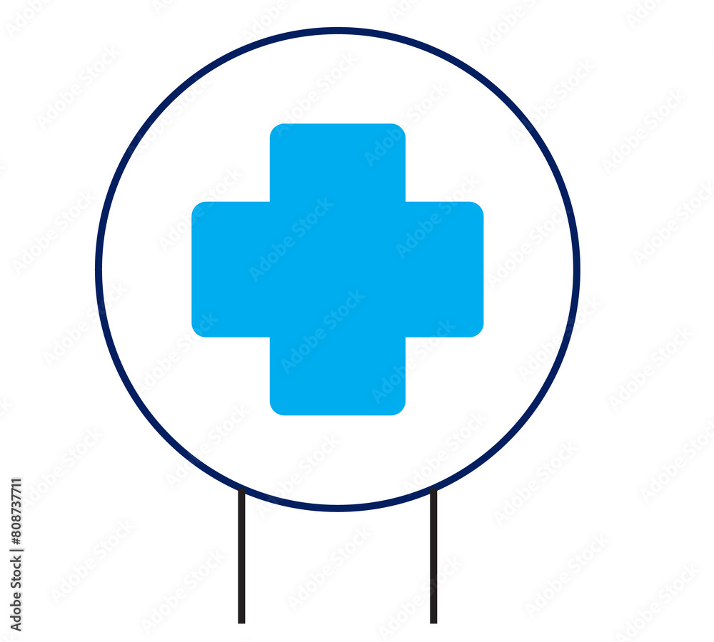 Blue hospital signboard icon with circle shape on transparent background and png. Blue hospital signboard icon with circle shape on transparent background and png.