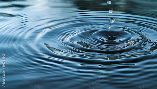 Close-Up of Water Drop Creating Ripples in Pond