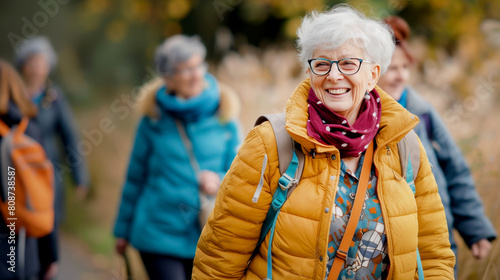 Active Lifestyle of Elderly Woman Smiling While Hiking