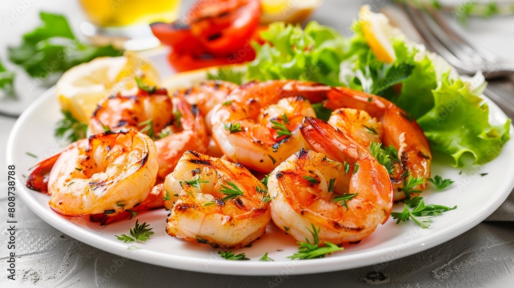 shrimp grilled, fresh grilled shrimps on a plate