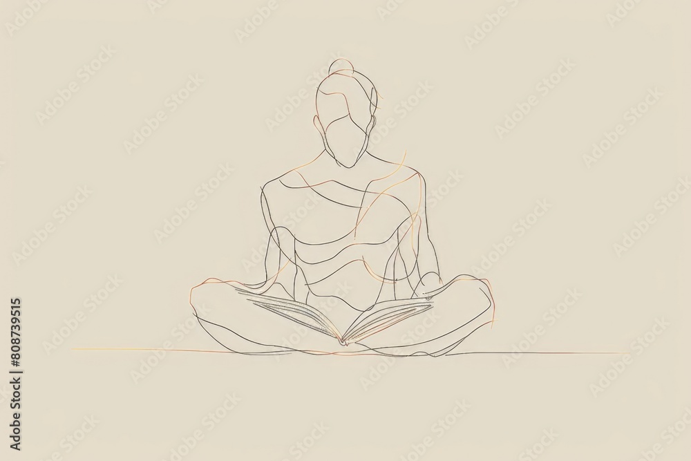 A drawing of a person sitting cross-legged with hands on knees in a lotus position