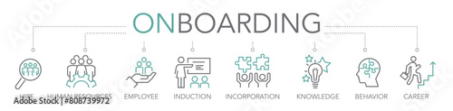 Onboarding process - thin line two-tone icon concept