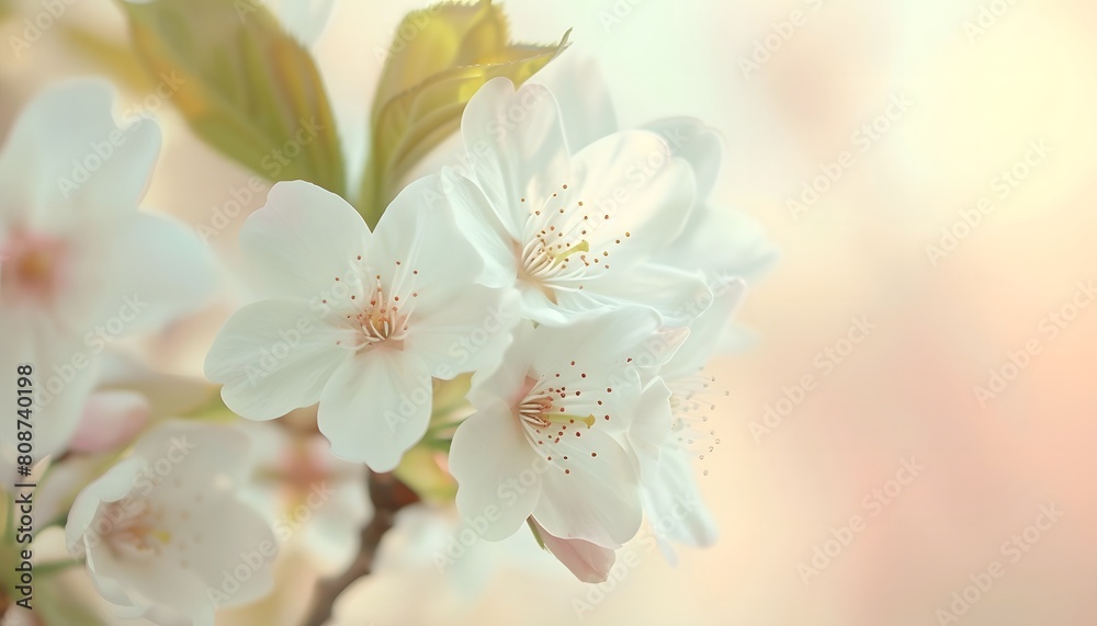 White Cherry Blossom Flowers in Spring Sunlight White Cherry Blossom Flowers in Spring Sunlight