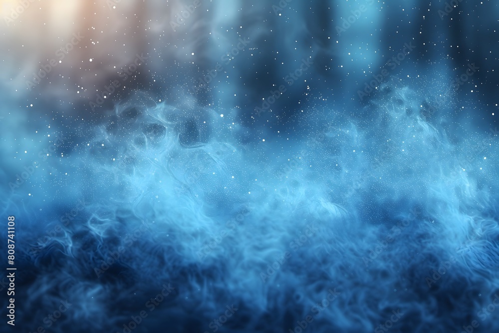 Fototapeta premium Enchanting Blue Mystical Fog and Sparkling Stars