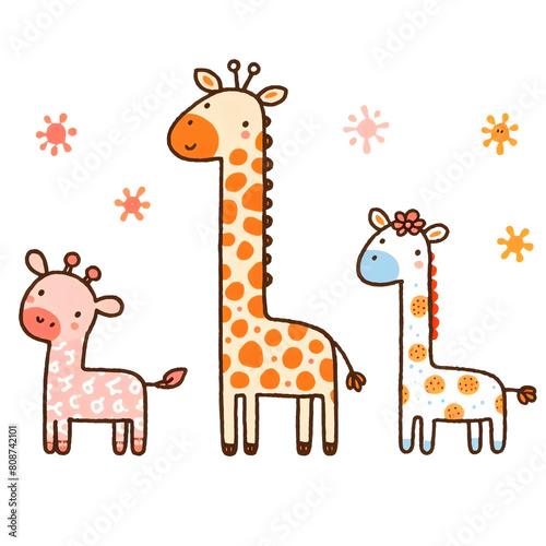 Cute cartoon giraffes. Vector illustration.