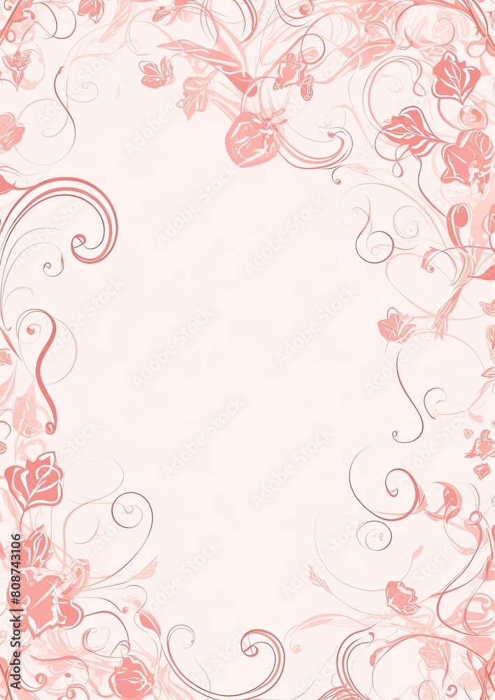 Card border: Pink and White Floral Swirls Background