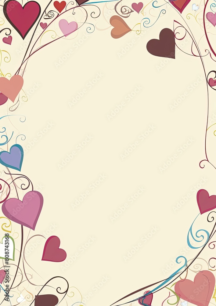 Card border: Array of Hearts on White Background Card border: Array of Hearts on White Background