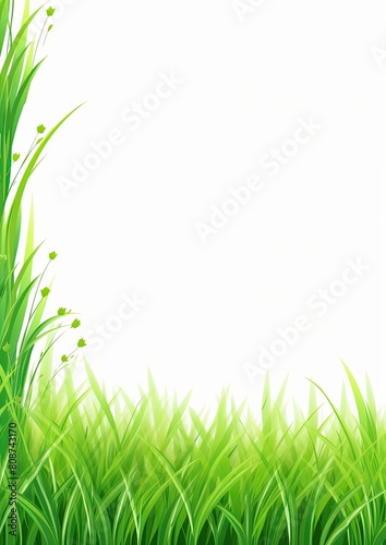 Card border  Green Grass Field on White Background