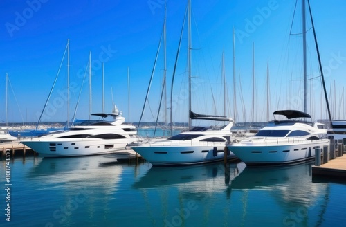 sport yachts moored at the pier on a sunny day.