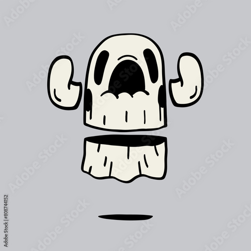 Cute cartoon spooky ghost character. Vector hand drawn illustration.