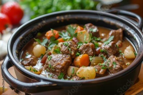 Beef stew pot vegetables. Pork pot. Generate Ai