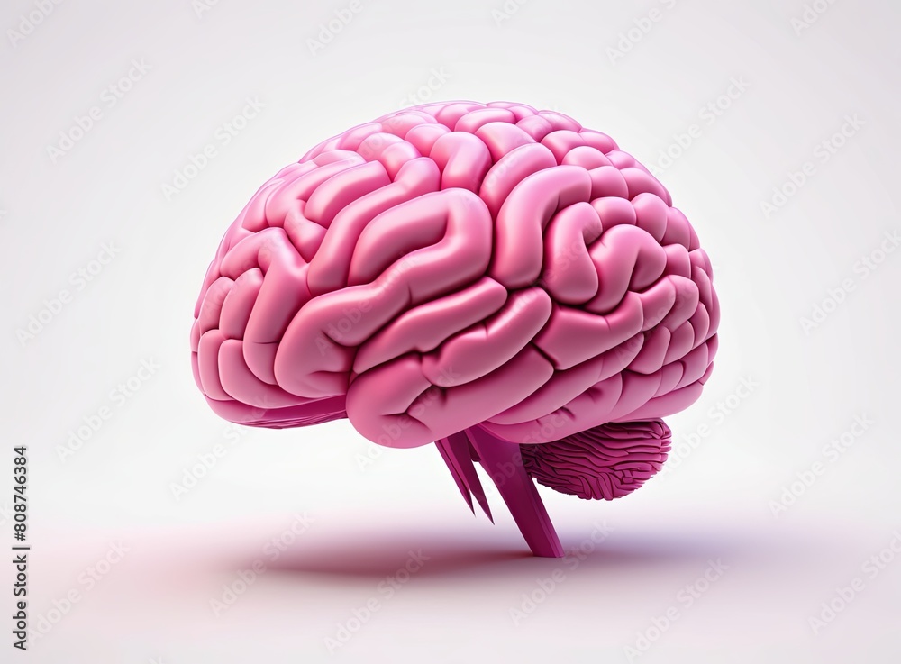 Pink brain in 3d style on a light background
Pink brain in 3d style on a light background