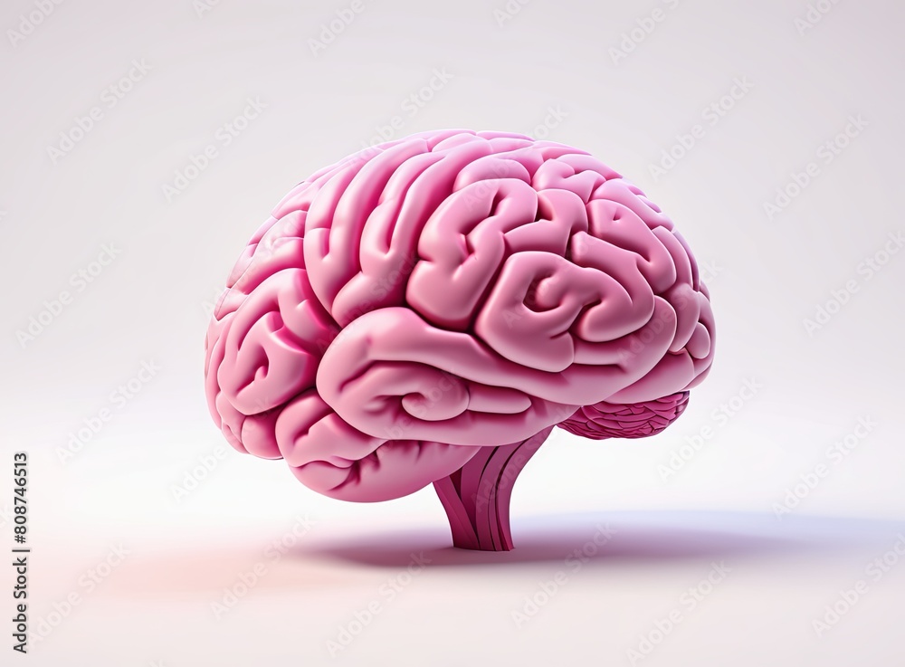 Pink brain in 3d style on a light background
Pink brain in 3d style on a light background