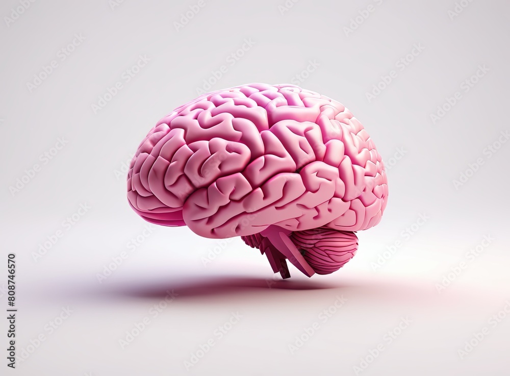 Pink brain in 3d style on a light background
Pink brain in 3d style on a light background