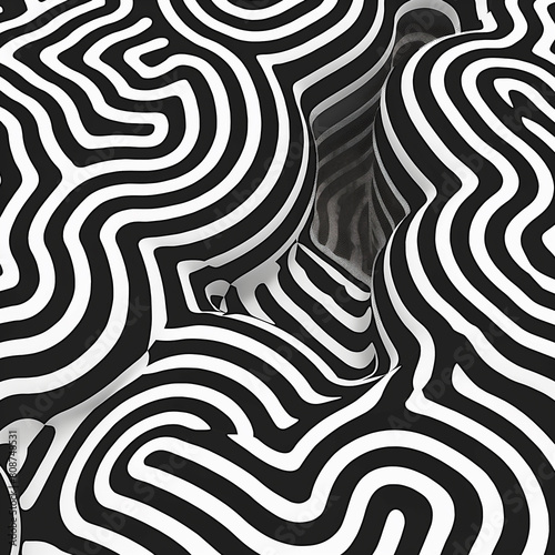 Abstract black and white pattern of lines in the style
