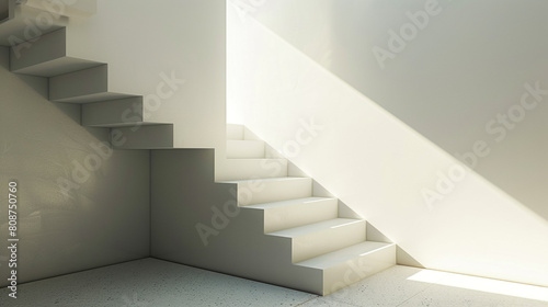 View from a room corner showing a staircase with a sleek, modern minimalist design.