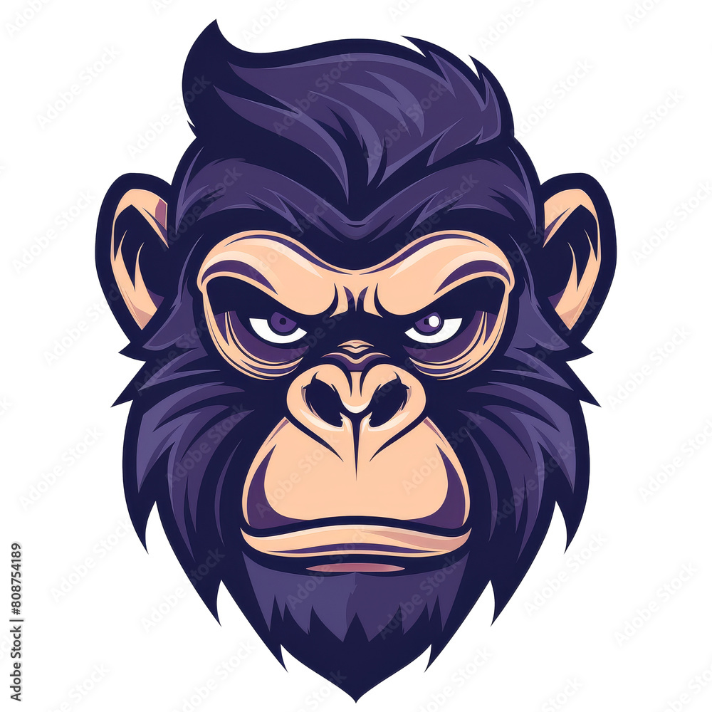 Stylized illustration of a stern looking gorilla with a focused gaze