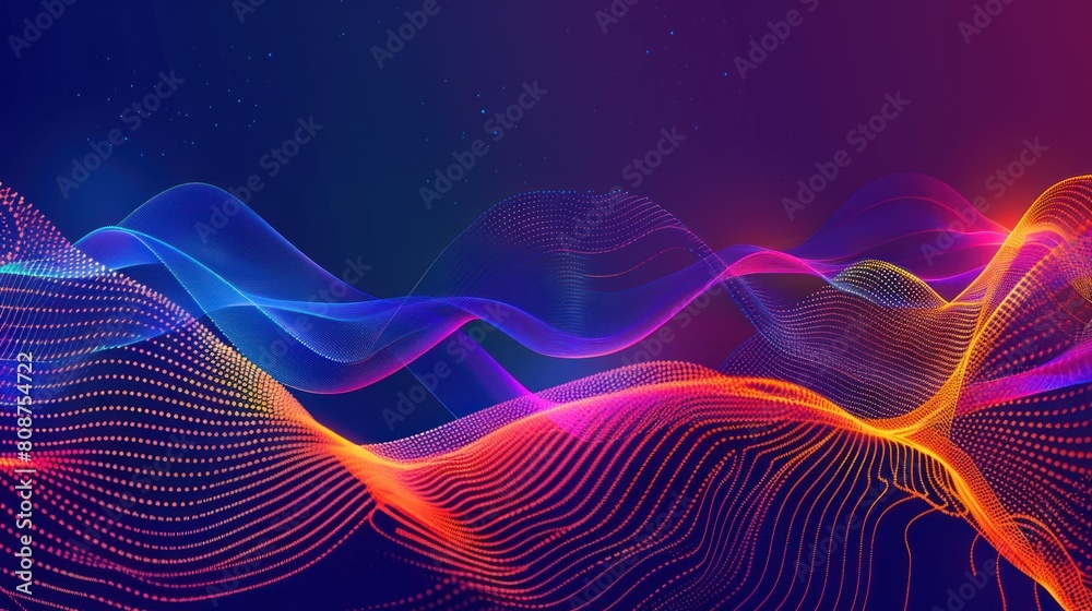 background of colorful light lines and waves, abstract glowing lines. Neon line structure. futuristic. Technology concept.