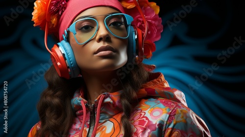 Woman Wearing Headphones and Pink Hat