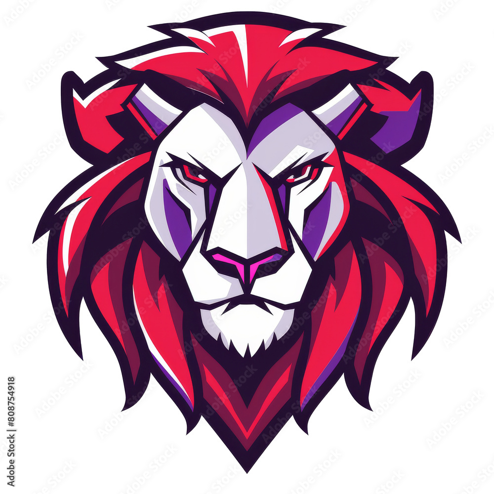 Obraz premium Stylized lion with a fierce gaze and bold colors