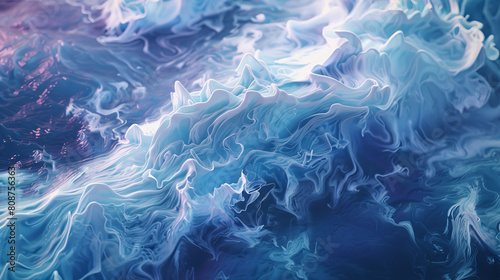 The image is a beautiful blue and white swirl of water with a lot of movement