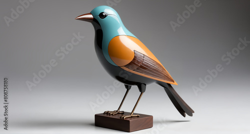 contemporary design for bird on a small stand, full body photo