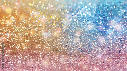 The image captures a background filled with polarization pearl sequins, creating a mesmerizing display of shimmer and shine. Each sequin glimmers with a radiant iridescence, 