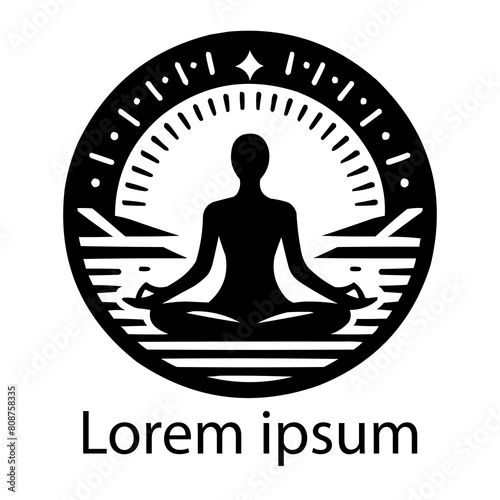 A black yoga logo on white background