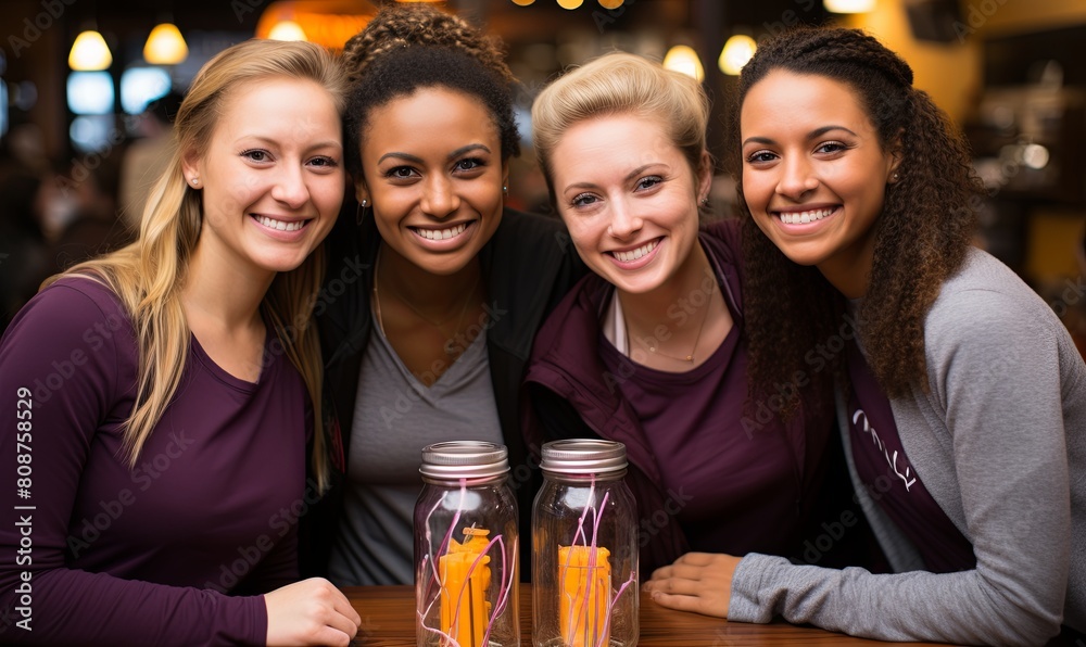 Young Women Sitting at Table Young Women Sitting at Table