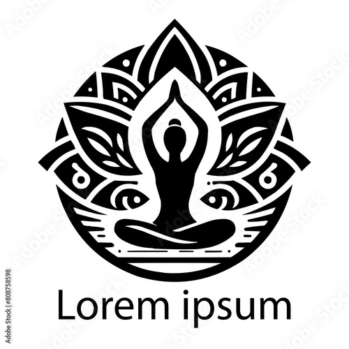 A black yoga  logo on white background