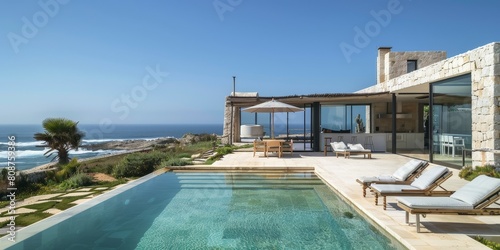 Seascape Sanctuary  Vintage Villa Offering Tranquil Ocean Views and Serene Poolside Lounge