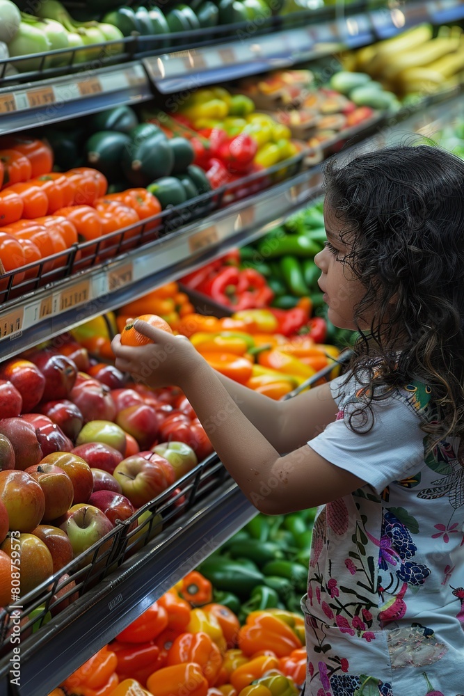 Woman Selecting Fresh Fruits and Vegetables