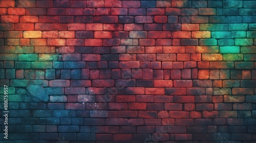 Colorful brick wall. Background with rainbow colors.