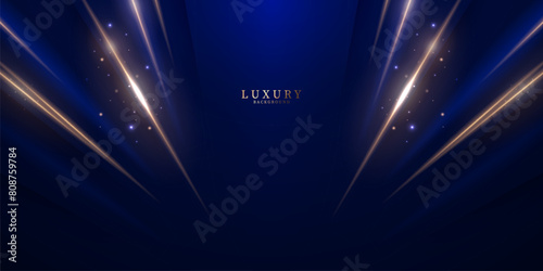 blue abstract background with luxury golden elements vector illustration