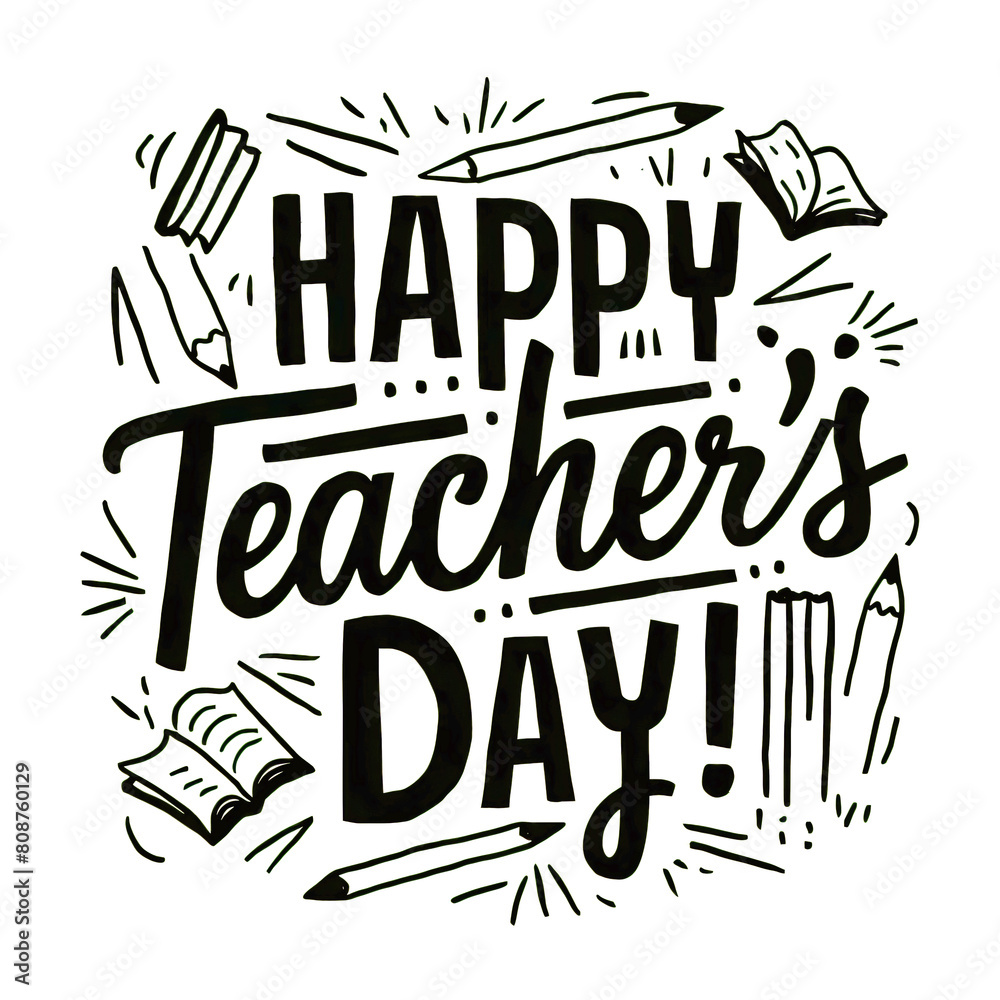 Ai generated happy teacher's day typography design template