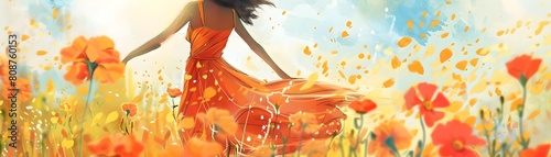 Joyful Woman Twirling in Su...
