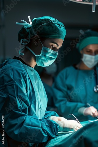 Team of Doctors Performing Surgery in Hospital