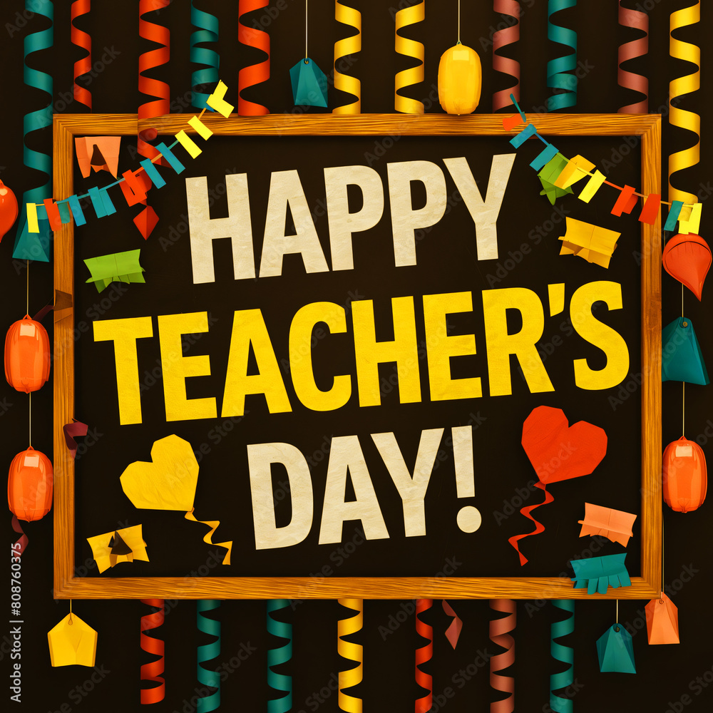 Ai generated happy teacher's day card design template