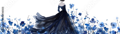 Navy Gown Surrounded by For...