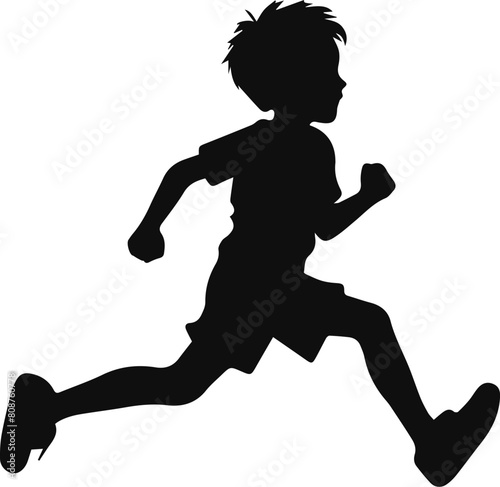 running kids silhouette vector illustration