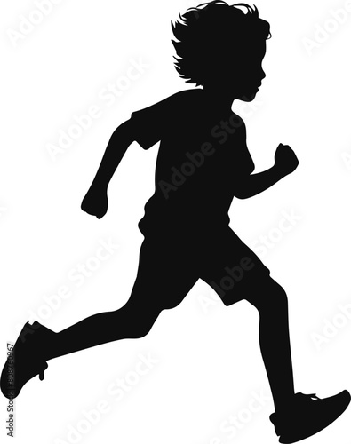 running kids silhouette vector illustration
