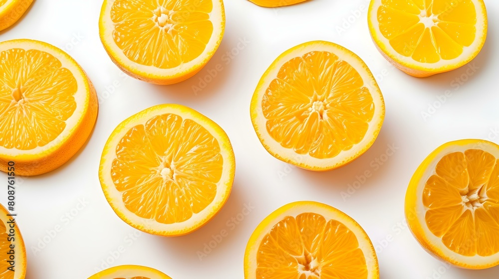 Close up of fresh Oranges on a white Background