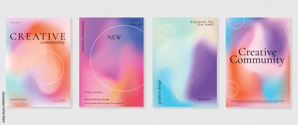 Fluid gradient background vector. Cute and minimal style posters with colorful, geometric shapes, sparkle and liquid color. Modern wallpaper design for social media, idol poster, banner, flyer.