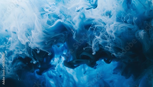 Mesmerizing Swirls of Blue Ink in Water
