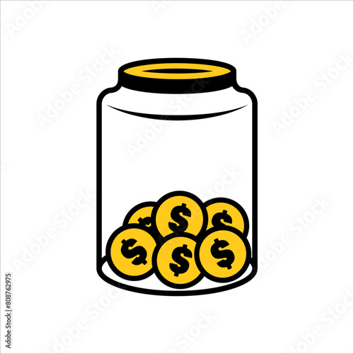 Charity  icon. Сoins in the bank as a symbol of charity
